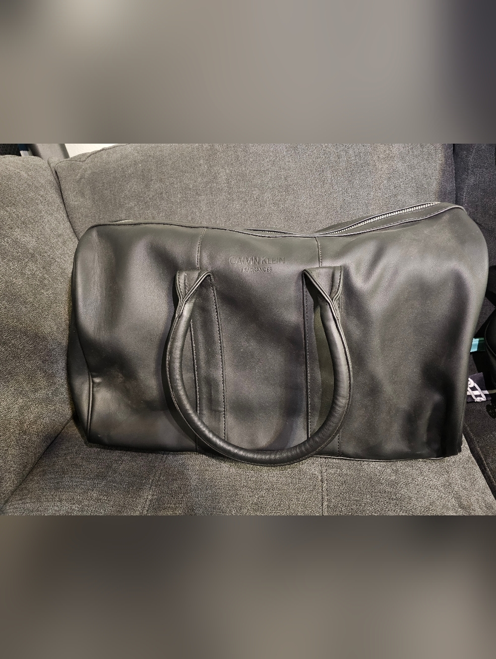 Calvin Klein Black Leather Duffel Bag